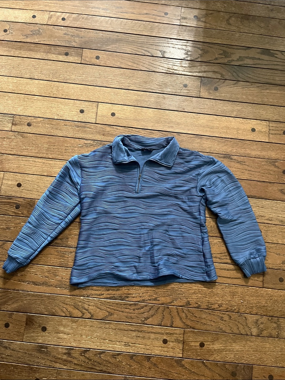 Quarter-Zip Blue Women's Pullover Sweatshirt